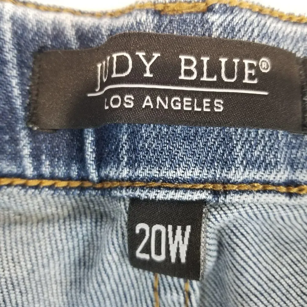 Judy Blue Jeans Womens 20W Blue Jogger Stretch Denim Drawstring Tapered Pants